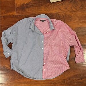 French Connection Dual-Tone Blue and Pink Striped Shirt